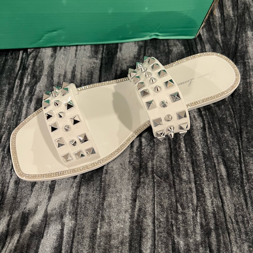 Stylish White Studded Sandals by Lauren Lorraine